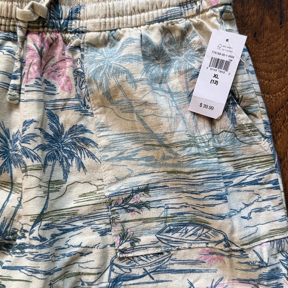 NWT!! GAP Kids girls Tropical Wide-Leg Linen Blend Pants in size XL/12 - Picture 3 of 10